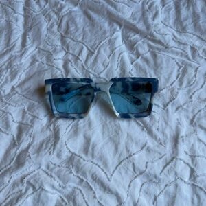 Shein Glasses Blue Tint Lens With Blue Marble Detail with Gold